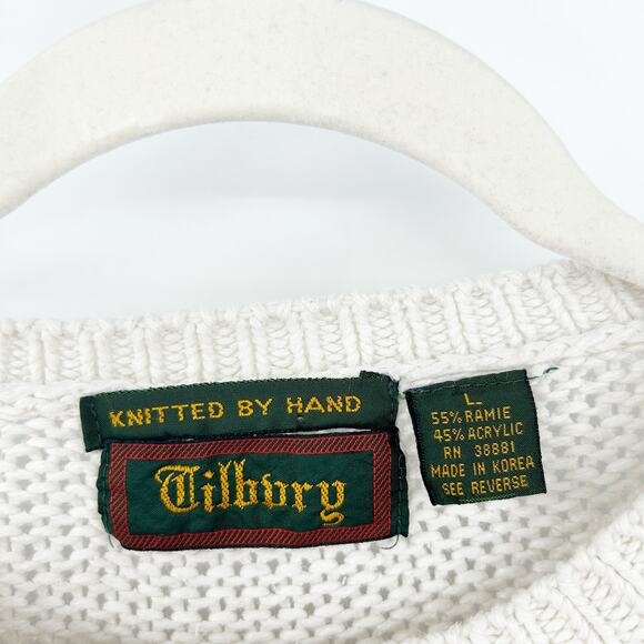 Tilbury Womens VTG Vintage Fall Boho Grannycore Hand Knit‎ Floral Sweater Size L - Picture 2 of 4